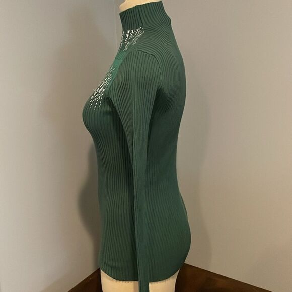 Boston Proper Embellished Illusion Mock Neck Sweater Size XXS - Picture 7 of 14